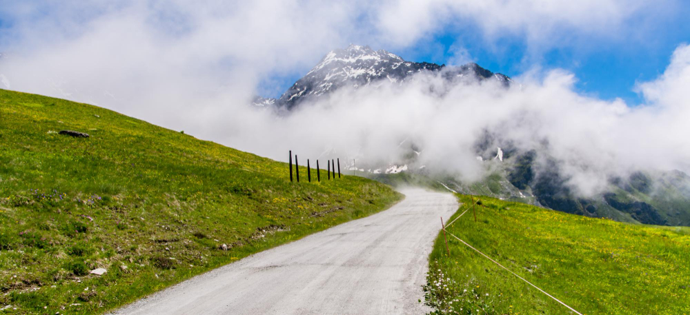 cloudy mountain road